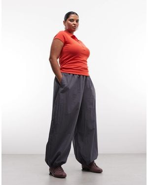ASOS Asos Design Curve Cotton/nylon Blend Pull-on Balloon Trousers - Grey