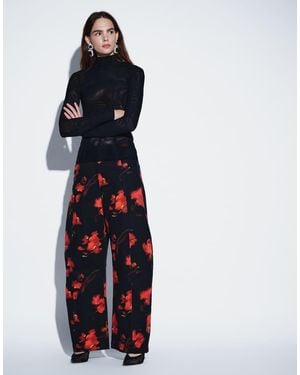 ASOS Pantalón Barrel Con Lazo Y Estampado Floral Negro-Multi - Azul