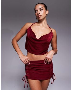 Edikted Co-Ord Caspia Cowl Neck Top - Red