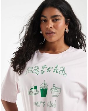 ONLY Oversized T-shirt With Matcha Print - Grey