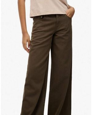 Superdry Mid Rise Baggy Trousers - Natural