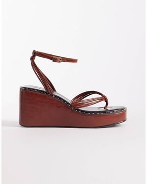 ASOS Thalia Barely There Toe Thong Wedges - Brown