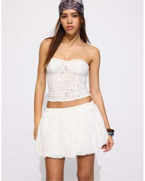 Stradivarius Ballonrok Met Borduursel - Wit