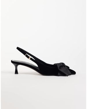 ASOS Zapatos De Tacón Bajo Slingback Con Detalle De Lazo En Terciopelo - Negro