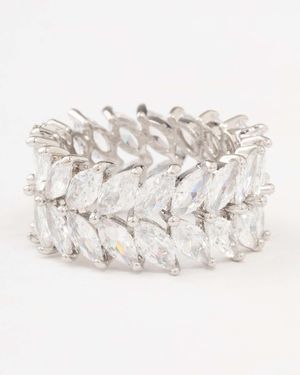 Lovisa Bague en rhodium avec diamants fantaisie style marquise - Neutre