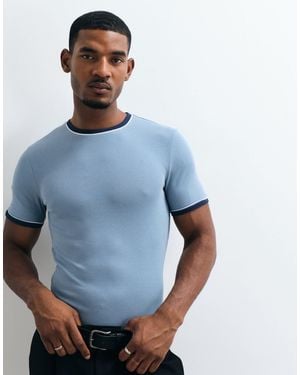 ASOS Muskelshirt mit kontrastpaspelierung - Blau