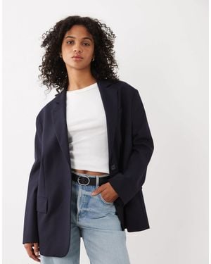 ARKET Strukturierter oversize-blazer aus reiner wolle als kombiteil - Blau