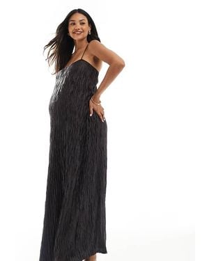 Vero Moda Textured Plisse Cami Maxi Dress - Black