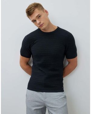River Island Textured Muscle Fit T-Shirt - Black