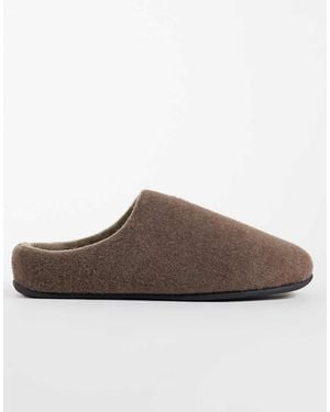 ASOS Mule Slippers On Chocolate Felt - Brown