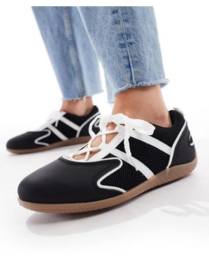 SEQWL Lace Up Detail Ballet Inspired Trainers - Blue