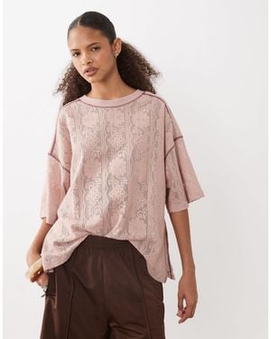 ASOS Jersey Crochet Oversized T-shirt - Pink