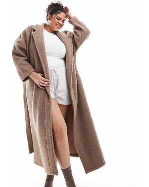 ASOS Bata Larga Marrón De Borreguito De Asos Design Curve