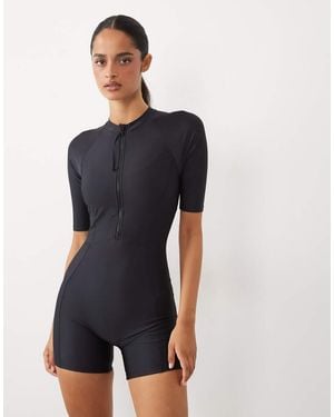 Speedo Modern Coverage Short Sleeve Legsuit - Blue