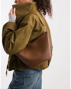 PASQ Grain Shoulder Bag With Crossbody Strap - Brown