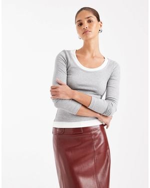 ASOS Faux Double Layer Long Sleeve T-shirt - White