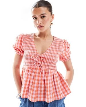 New Look Shirred Tie Tea Top
