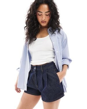 ASOS Denim Pleated Short - White