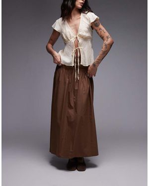 ASOS Drop Waist Maxi Skirt - Brown