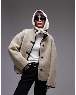Mango Funnel Neck Shearling Jacket - Grey