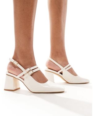 London Rebel London Rebel Talia Wide Fit Slingback Mid Block Heel - Multicolor