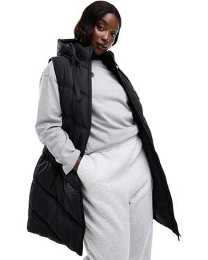 Threadbare Plus Doudoune sans manches longue à capuche - Noir