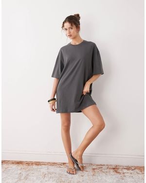 Weekday Oversized T-shirt Dress - Gray