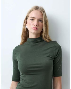 ARKET High Neck Ribbed Top - Green