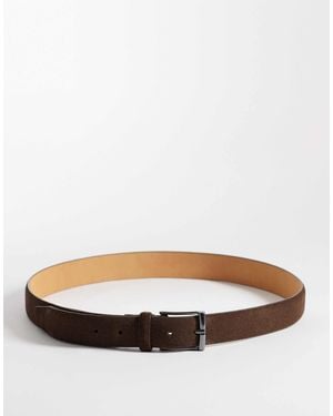 Mango 100% Leather Belt With Silver Buckle - Brown