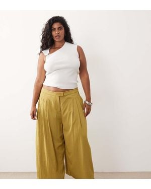 ASOS Curve Tailored Pleated Floaty Culottes - Metallic