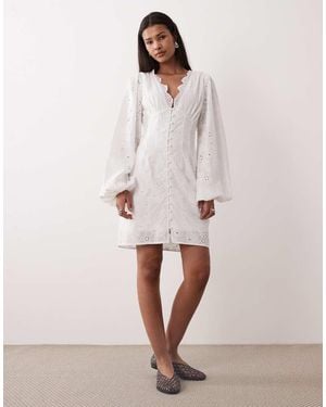 Gina Tricot Embroidered Mini Dress - Natural