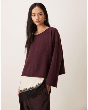 Jdy Pull en maille à encolure bateau - bordeaux - Violet