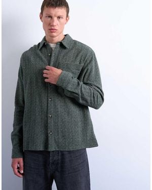 TOPMAN Relaxed Fit Marl Textured Shirt - Grey
