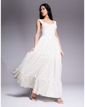 Love Triangle Milkmaid Tiered Maxi Dress - Gray