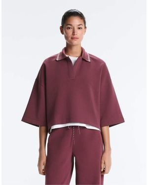 Oysho Polo Sweatshirt With Wide Pique Cotton Sleeve - Red