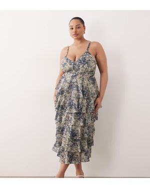 Pretty Lavish Curve Ruffle Midaxi Dress - Blue