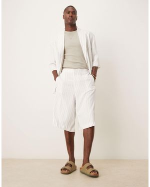 ASOS Linen Mix Oversized Bermuda Suit Shorts - Natural
