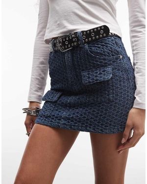 Liquor N Poker Utility Denim Mini Skirt - Blue