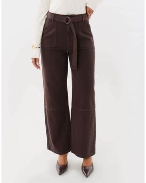 Threadbare High Waisted Cargo Jeans With Belt - Brown