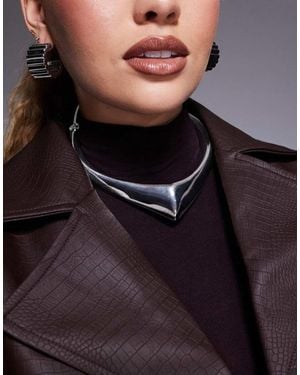 8 Other Reasons Gargantilla Plateada Con Diseño Angular De Lujo Chapada En Rodio De - Negro