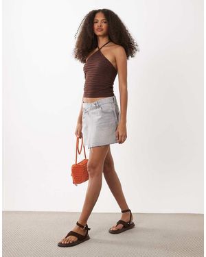 Mango Teen Denim Asymmetric Mini Skirt - Natural