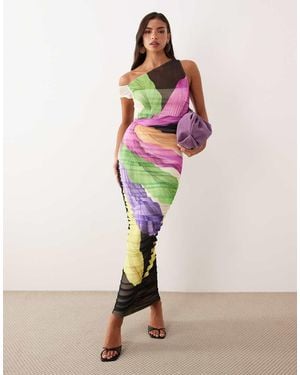 AFRM Biona Asymmetric One Shoulder Ruched Maxi Dress - Pink