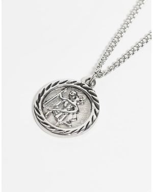 Reclaimed (vintage) Stainless Steel Waterproof St Christopher Pendant Necklace - Metallic