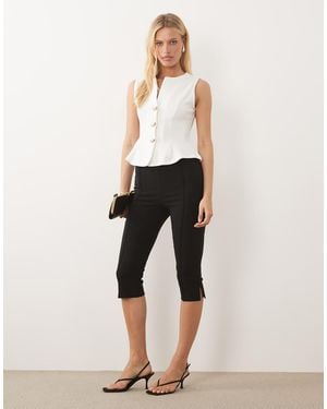 ASOS Bengaline High Waist Side Split Capri Trousers - Natural