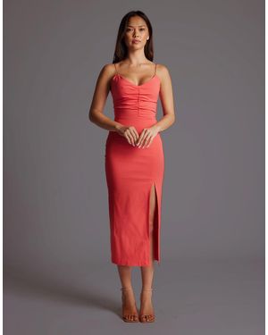 Vesper Ruched Bust Midaxi Dress - Red