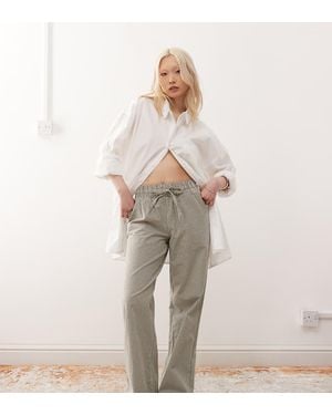 Noisy May Tie Front Wide Leg Trousers - Natural