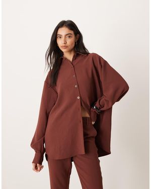 ASOS Camicia Sartoriale Sinuosa Oversize Color Castagna - Rosso