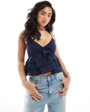 Hollister Spaghetti Strap V Neck Tiered Top - Blue