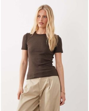 Jdy Camiseta Chocolate De Pointelle - Marrón