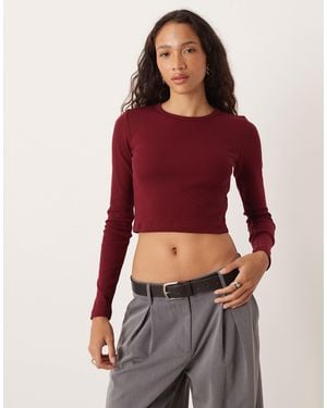 JJXX Feline Long Sleeve Ribbed T-Shirt - Red